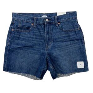 Old‎ Navy Jean Shorts Women’s 8 Blue High Rise 5” Inseam Cutoff Hem Denim NWT